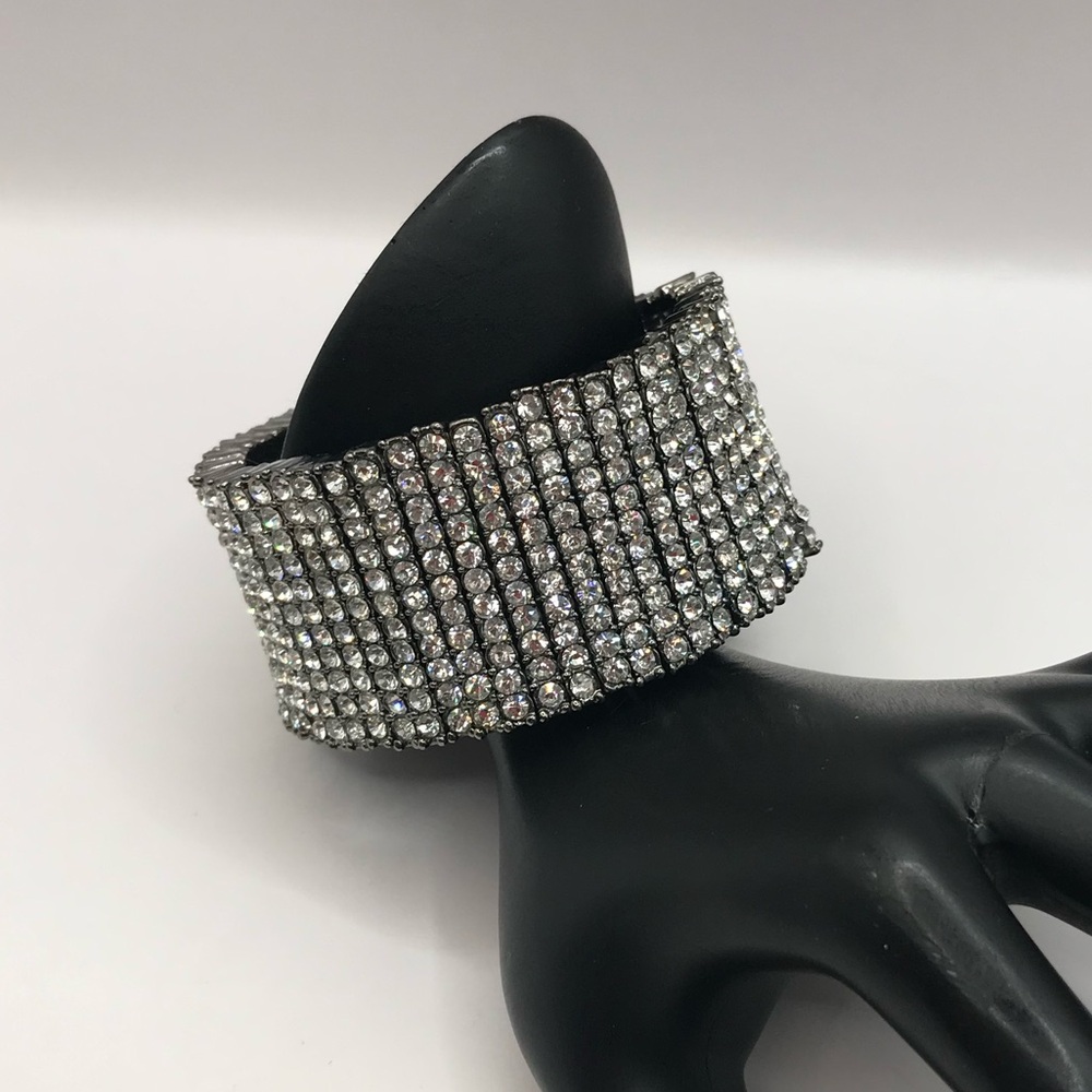 Black with Pave Rhinestones Memory Bracelet - Picture 2 of 8